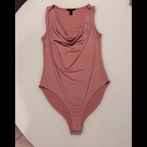low cut pink bodysuit